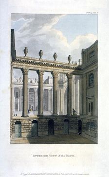 View of inner courts at the Bank of England, City of London, 1811. Artist: Anon