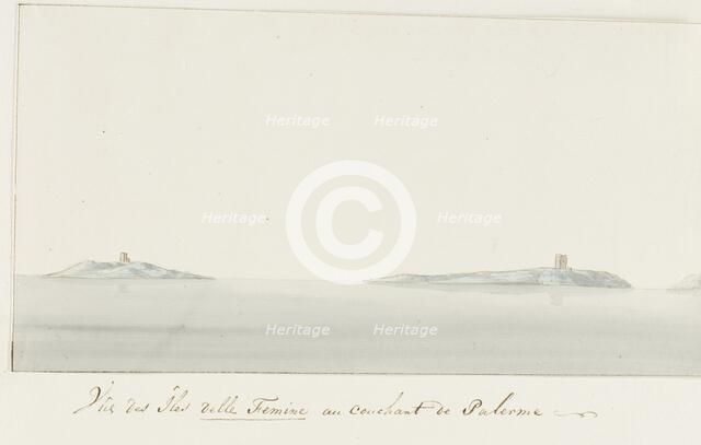 View of Isola delle Femmine near Palermo, 1778. Creator: Louis Ducros.