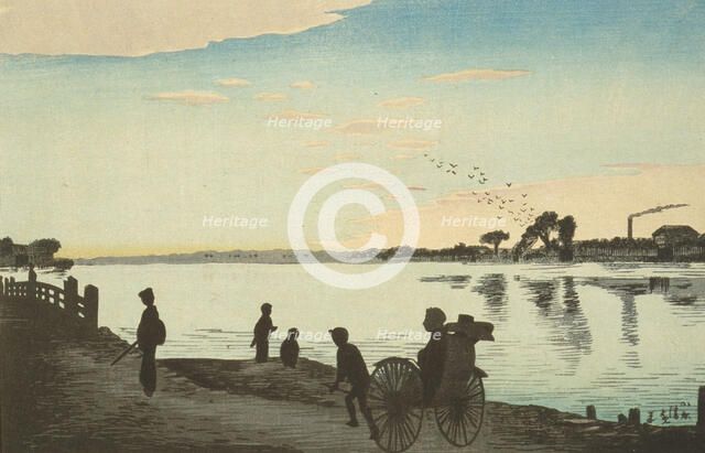 View of Ishihara Bridge at Okawabata, 1880. Creator: Kobayashi Kiyochika.