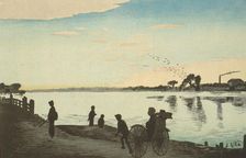 View of Ishihara Bridge at Okawabata, 1880. Creator: Kobayashi Kiyochika