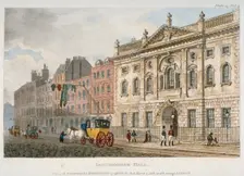 View of Ironmongers Hall and people and a coach in Fenchurch Street, City of London, 1811. Artist: Anon