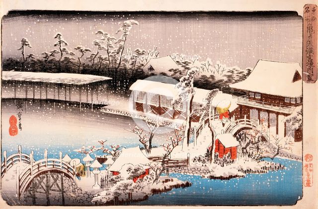 View of Kameido Tenmangu Shrine in Snow, c1832-38. Creator: Ando Hiroshige.