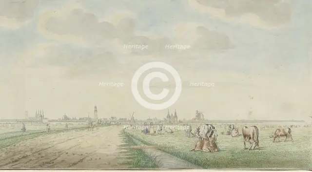 View of Kampen from the landward side, 1770-1810. Creator: Pieter Remmers.