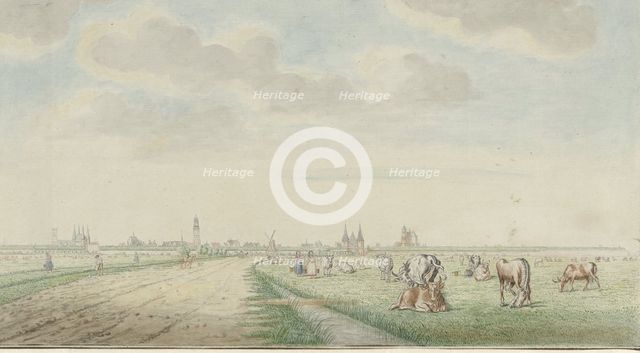 View of Kampen from the landward side, 1770-1810. Creator: Pieter Remmers.