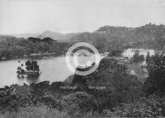 'View of Kandy Lake from Lady Horton's Drive, Kandy', c1890, (1910). Artist: Alfred William Amandus Plate.