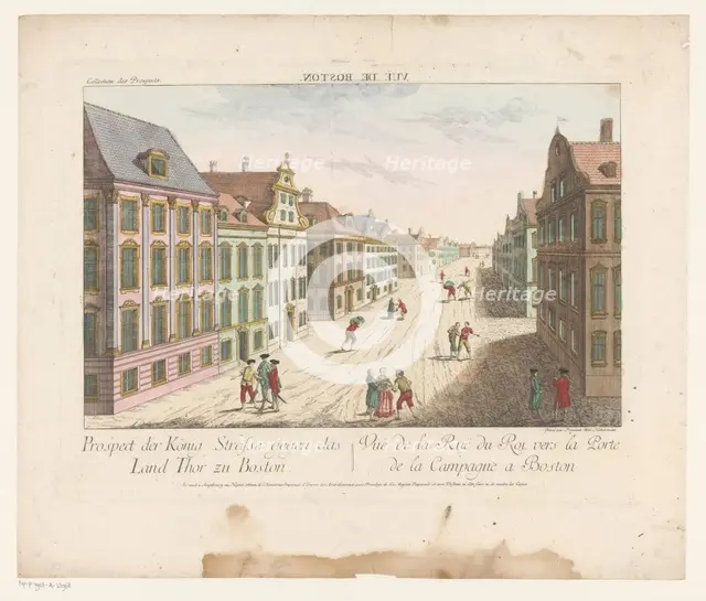 View of King Street in Boston, 1755-1779. Creator: Franz Xavier Habermann.