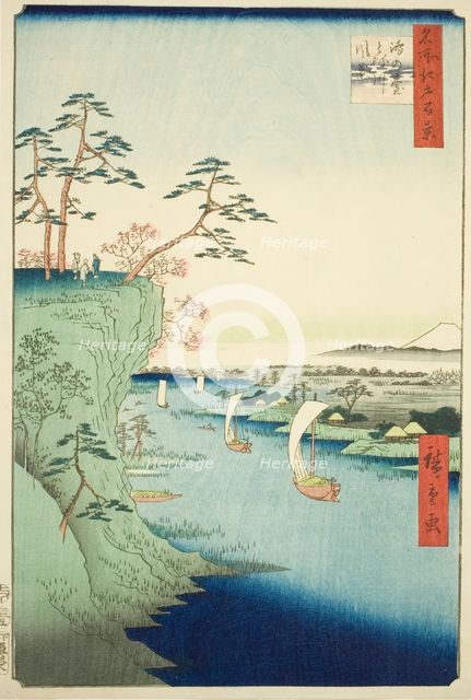 View of Konodai and the Tone River (Konodai Tonegawa fukei), from the series "One Hundred..., 1856. Creator: Ando Hiroshige.