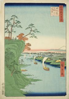 View of Konodai and the Tone River (Konodai Tonegawa fukei), from the series "One Hundred...,1856. Creator: Ando Hiroshige