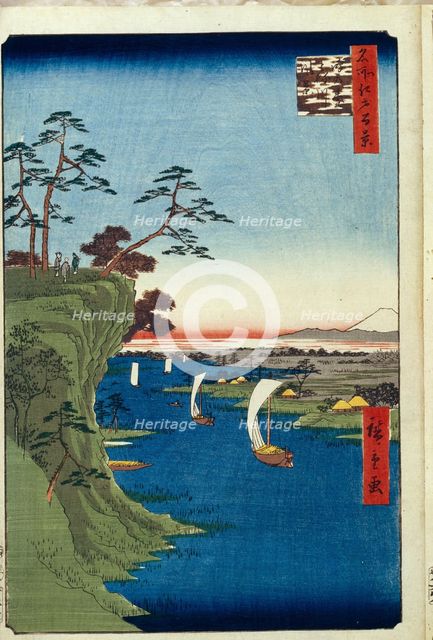 View of Konodai and the Tone River (One Hundred Famous Views of Edo), 1856-1858. Artist: Hiroshige, Utagawa (1797-1858)
