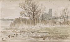 View of Kralingen on the water, 1865. Creator: Johannes Tavenraat