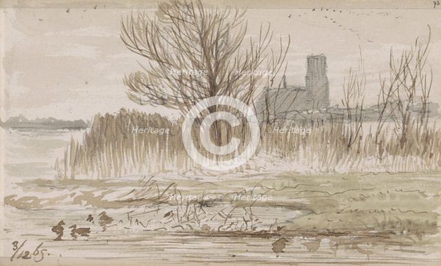View of Kralingen on the water, 1865. Creator: Johannes Tavenraat.