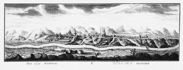 View of Krasnoyarsk, ca 1735. Artist: Lürsenius, Johann Wilhelm (1704-1771)