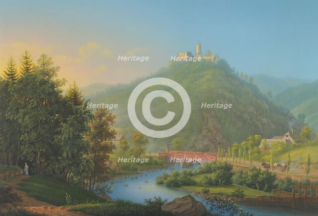 View of Kynsburg over the Weistritz River Valley in Silesia, late 18th-19th century. Creator: Johann Heinrich Bleuler.