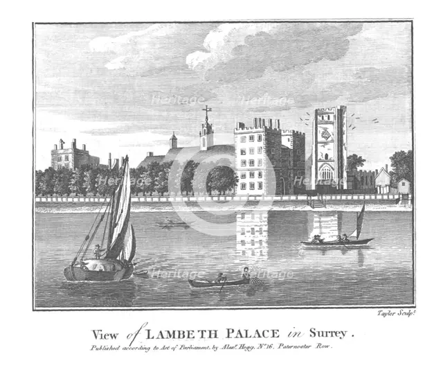 'View of Lambeth Palace in Surrey.', late 18th century. Artist: Taylor.