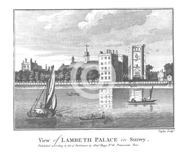 'View of Lambeth Palace in Surrey.', late 18th century. Artist: Taylor.