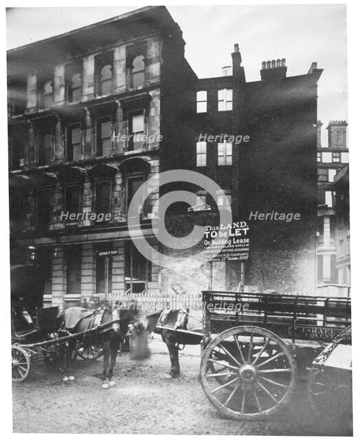 View of land to let in Arthur Street East with two horse-drawn carts in front, City of London, 1887. Artist: Henry Dixon