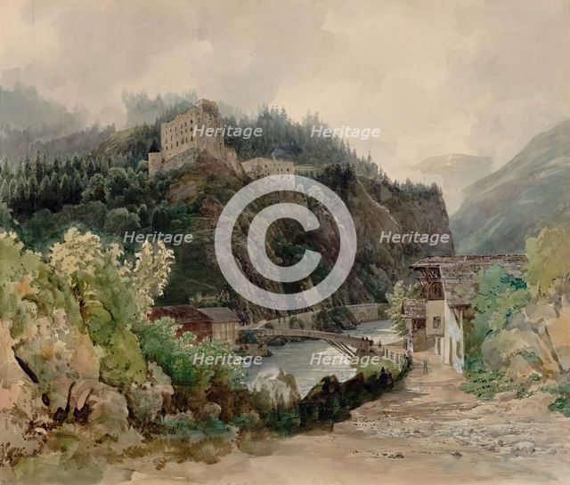 View of Landeck Castle in Tyrol, 1844. Creator: Thomas Ender.