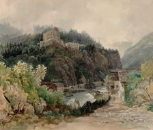 View of Landeck Castle in Tyrol, 1844. Creator: Thomas Ender