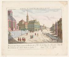 View of Les Recollets in Quebec, 1755-1779. Creator: Franz Xavier Habermann