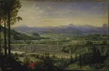 View of Linz with Artist Drawing in the Foreground, 1593. Creator: Valckenborch, Lucas, van (1530-1597)