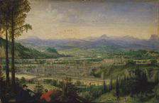 View of Linz with Artist Drawing in the Foreground, 1593. Creator: Lucas van Valckenborch