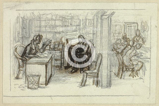 View of Library, n.d. Creator: George Cattermole.