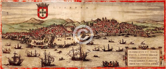 View of Lisbon and Tagus River (From: Civitates Orbis Terrarum), 1572. Artist: Hogenberg, Frans (1535-1590)