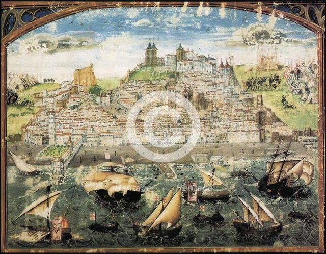 View of Lisbon. Miniature from Crónica de Dom Afonso Henriques by Duarte Galvão, ca. 1505-1510.