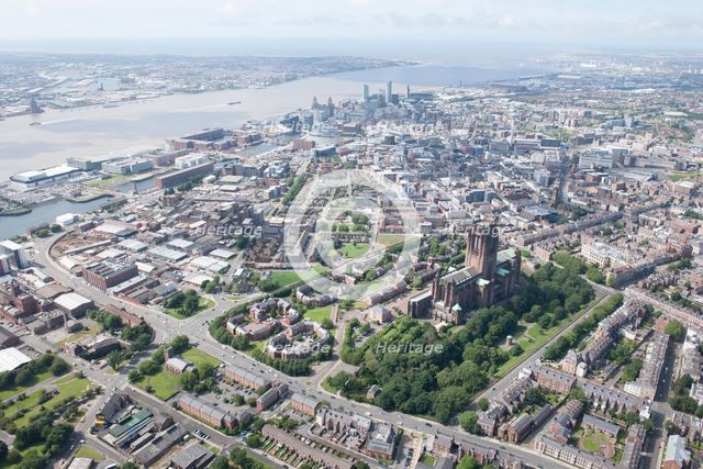 View of Liverpool from the Anglican Cathedral to the River Mersey, 2015. Creator: Historic England.