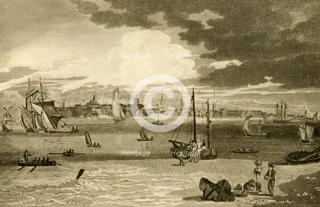 'View of Liverpool, from the ferry, Lancashire', 1808.  Creator: William Angus.