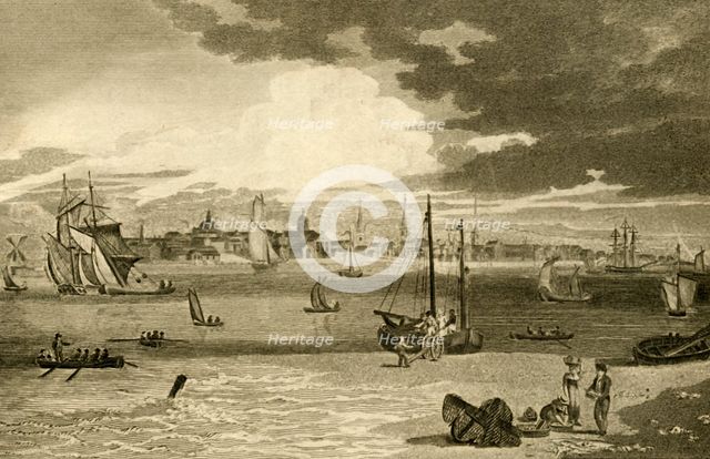 'View of Liverpool, from the ferry, Lancashire', 1808.  Creator: William Angus.