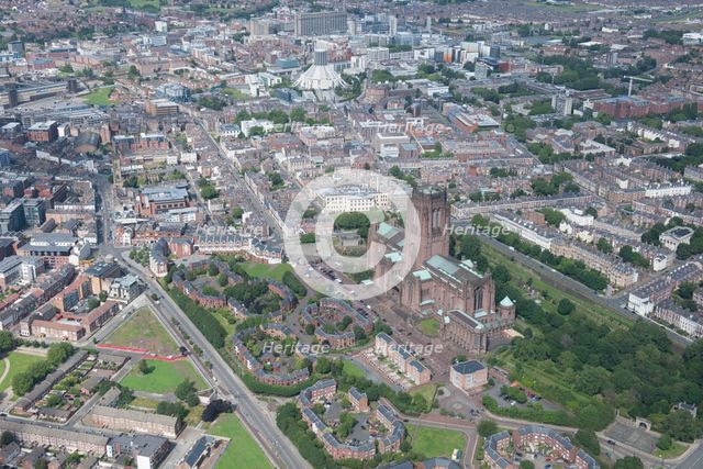 View of Liverpool including the Anglican and Catholic cathedrals, 2015. Creator: Historic England.