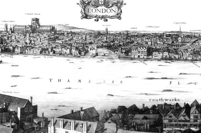 View of London and the Thames from South Bank, 17th century (1886).Artist: William Griggs
