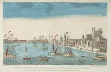 View of London Bridge and Tower, 18th Century. Creator: Unknown