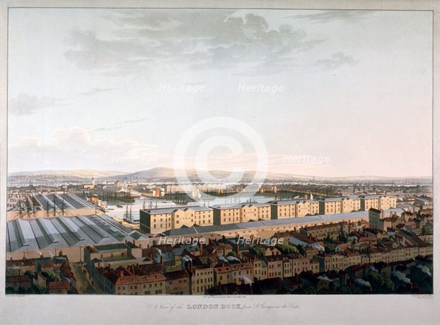 View of London Docks, 1816. Artist: Daniel Havell