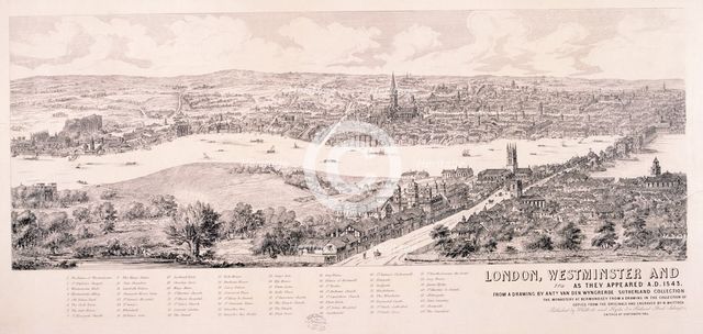 View of London from Southwark, 1543. Artist: Nathaniel Whittock