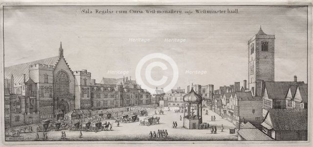 View of London: New Palace Yard with Westminster Hall, and the Clock House, 1647. Creator: Wenceslaus Hollar (Bohemian, 1607-1677).