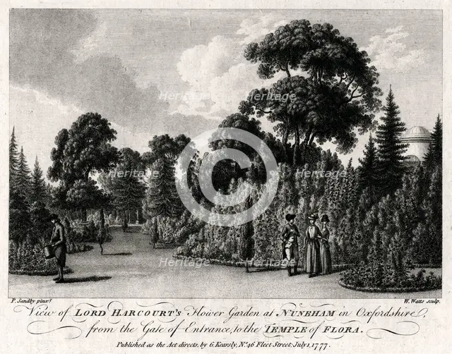 'View of Lord Harcourt's Flower Garden at Nuneham in Oxfordshire', 1777. Artist: William Watts