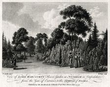 View of Lord Harcourt's Flower Garden at Nuneham in Oxfordshire 1777. Artist: William Watts