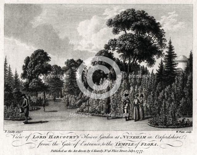 'View of Lord Harcourt's Flower Garden at Nuneham in Oxfordshire', 1777. Artist: William Watts