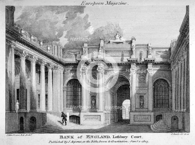 View of Lothbury Court, the Bank of England. City of London, 1803. Artist: Samuel Rawle