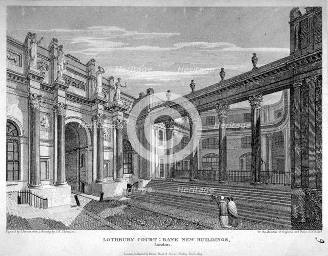 View of Lothbury Court, the Bank of England. City of London, 1809.                                   Artist: J Burnett