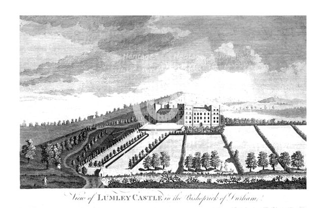 'View of Lumley Castle in the Bishoprick of Durham.', c1779-1790. Artist: Unknown.