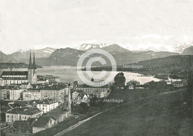 View of Lucerne and its mountains, Switzerland, 1895.  Creator: W & S Ltd.