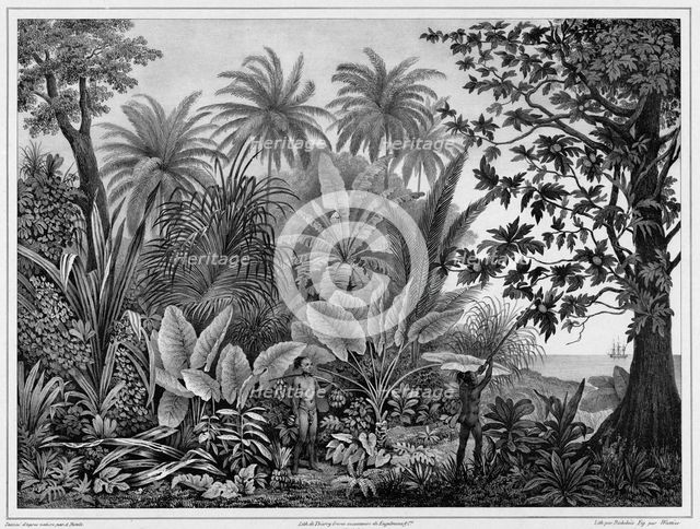 View of Lukunor Island, Lower Caroline Islands, 19th century. Creators: Alexander Postels, Godefroy Engelmann, Emile-Charles Wattier.