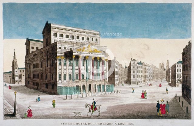 View of Mansion House, Cornhill and Lombard Street, City of London, 1790. Artist: Anon