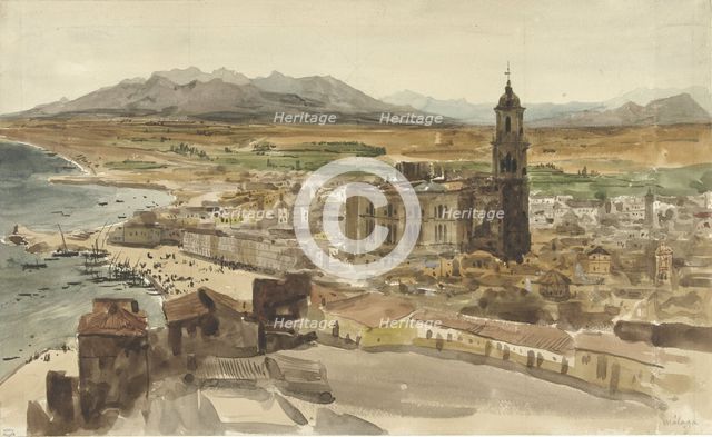 View of Malaga from the North, 1836. Creator: Adrien Dauzats.