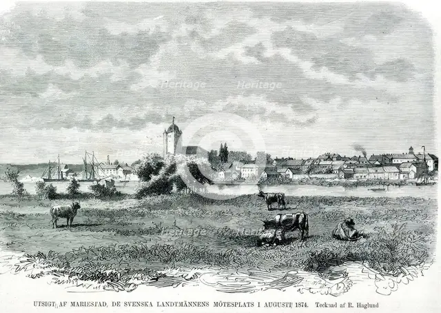 "View of Mariestad, the meeting place of the Swedish countrymen in August 1874.  Creator: Robert Haglund.