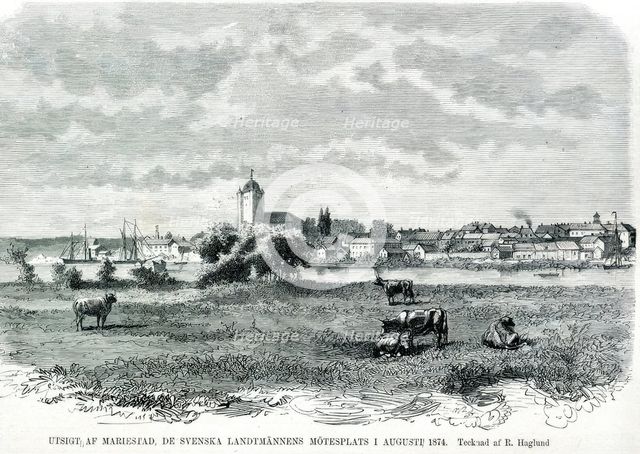 "View of Mariestad, the meeting place of the Swedish countrymen in August 1874.  Creator: Robert Haglund.