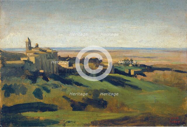View of Marino in the Alban Mountains in the Early Morning, 1826-1827. Creator: Jean-Baptiste-Camille Corot.